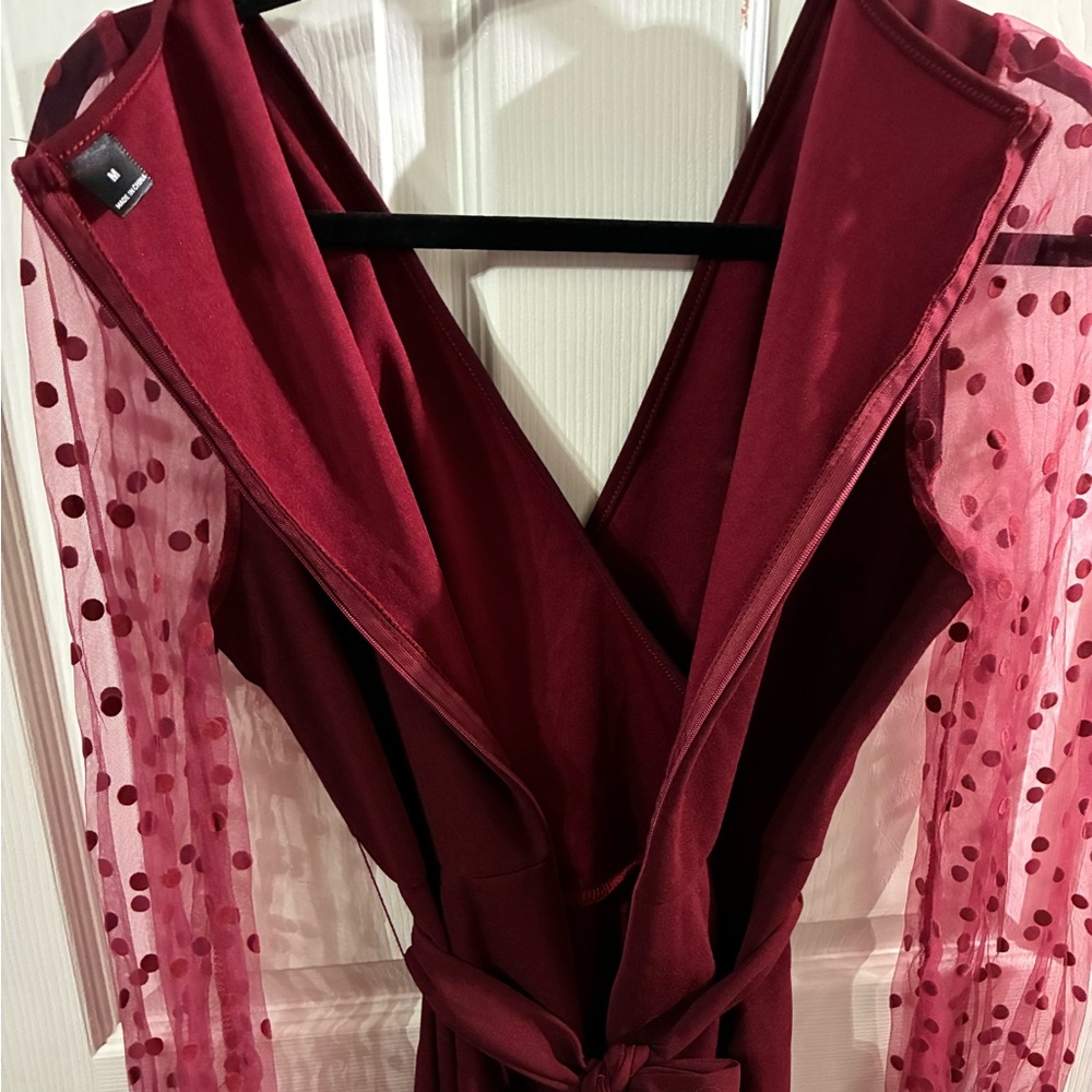 Women’s Medium Jumpsuit with Sheer Polka Dot Sleeves - Picture 8 of 9